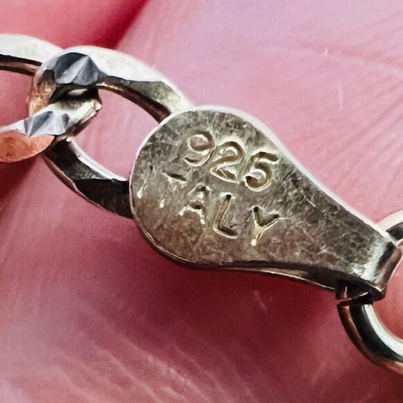 Vintage 925 Italy Gold Tone Rhinestone Cross Pendant Necklace - Picture 8 of 10